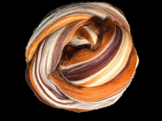 Blended Varigated Neutral Brown Wool Roving Beautiful & Easy To Spin Into Yarn Soft Handfeel Merino Fiber