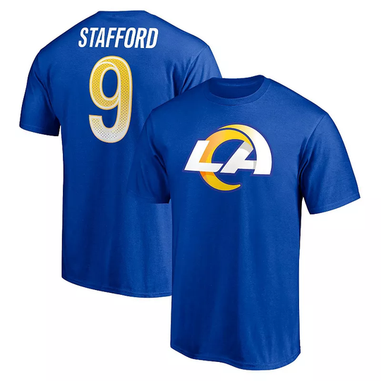 Men's Fanatics Branded Matthew Stafford Royal Los Angeles Rams Player Icon T-Shirt, Size: XL, Blue