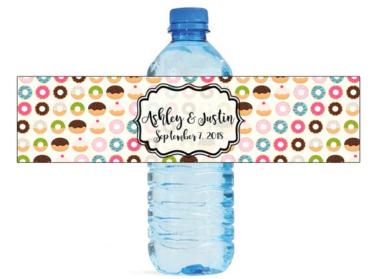 Donut Pattern Wedding Water Bottle Labels Great For Engagement Bridal Shower Birthday Party Event Family Reunion