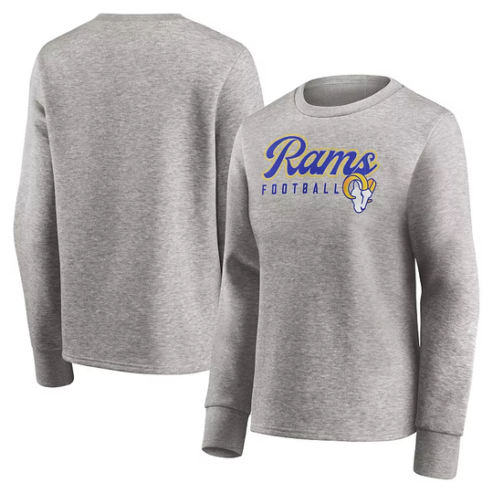 Women's Fanatics Branded Heathered Gray Los Angeles Rams Fan Favorite Script Pullover Sweatshirt, Size: 2XL, LAR Grey