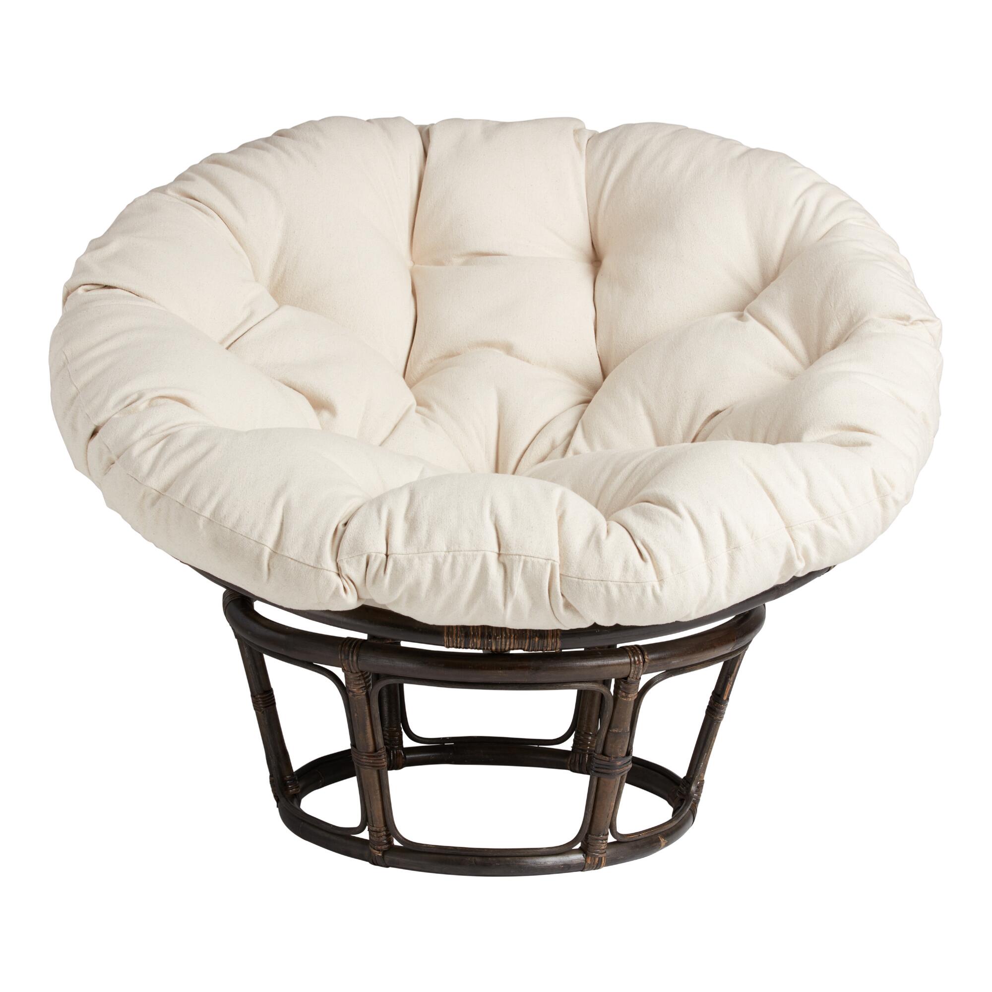 Ivory Elora Papasan Chair Cushion: White - Cotton by World Market
