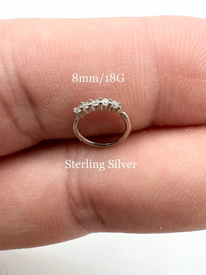 Thin Small Sterling Silver Open Adjustable, Cartilage Earring Helix Ring Hoop Tragus Nose 18G 8mm