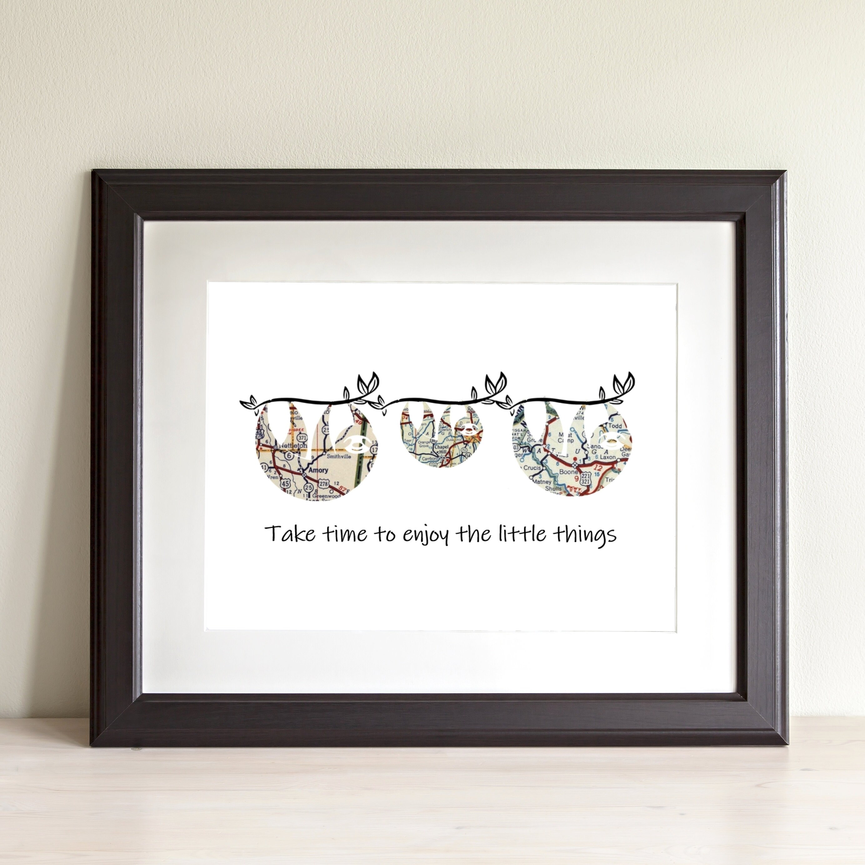 Take Time To Enjoy The Little Things Map Art Print. Print Only. No Frame. You Select Cities Worldwide & Text. Home Decor. Housewarming