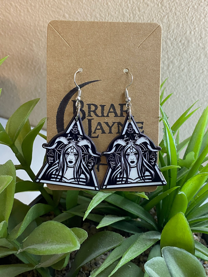 Beautiful Halloween Dark Horned Witch Earrings | Goth Salem Witchy Gifts Sisters Jewlery