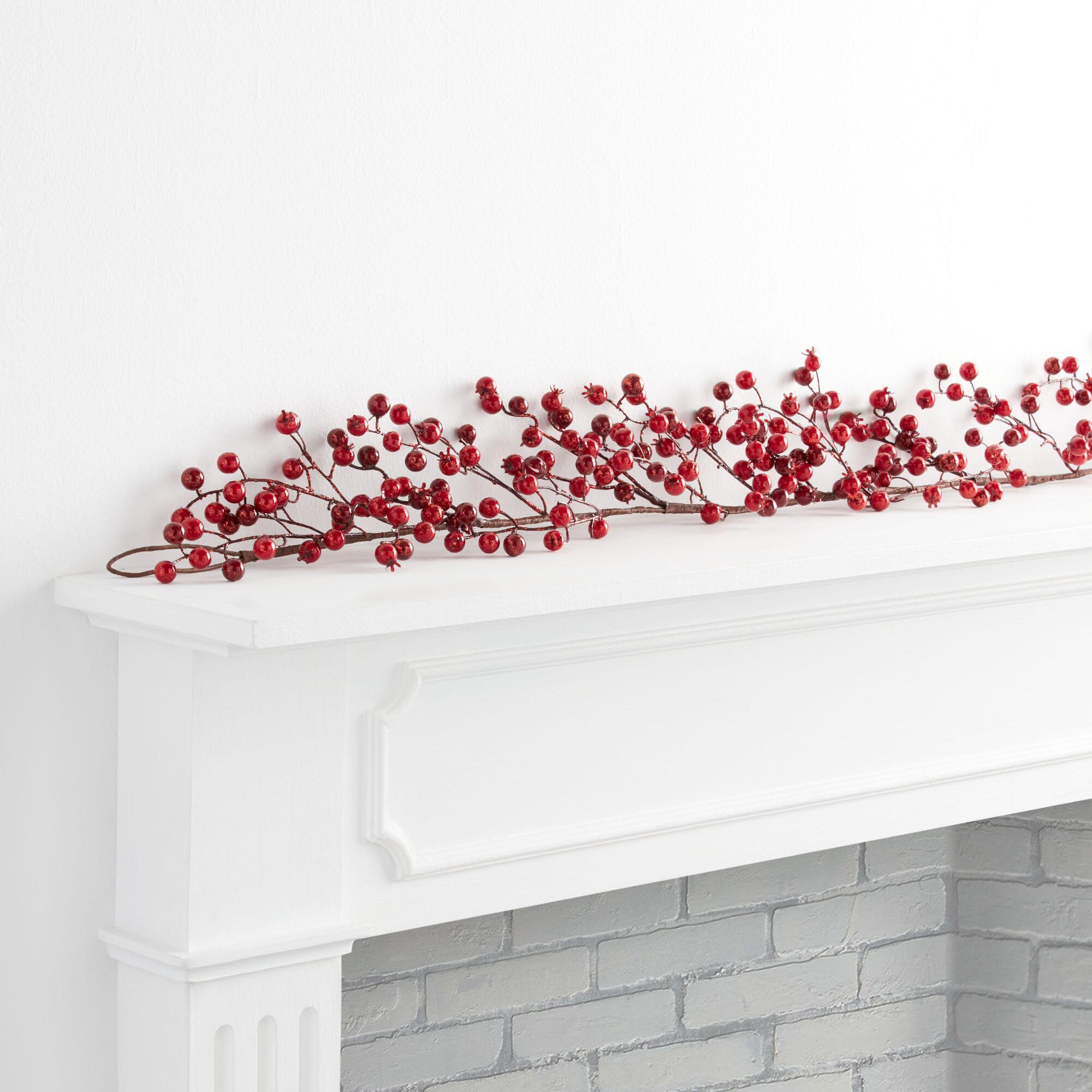 Pier Place Red Faux Berry Garland: Brown/Red - Paper by World Market