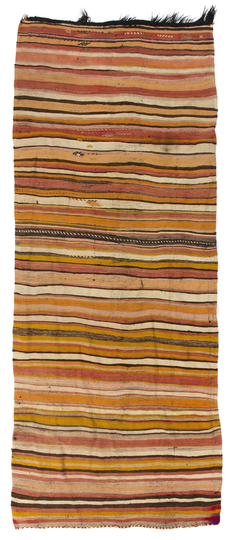 1970S Striped Turkish Flat-Woven Kilim Runner, All Wool 4.3x10.4 Ft, Bkef76