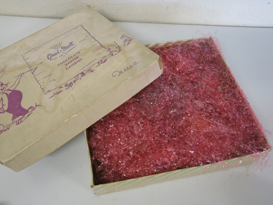 Vintage Easter Candy Box Filled With Cellophane Grass Charl Mont