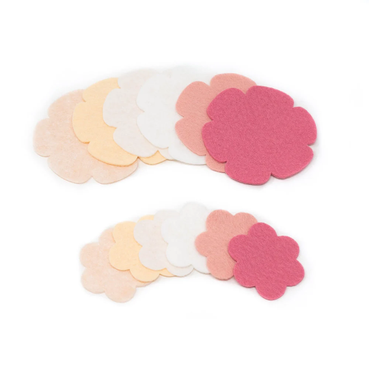 24 Grace Wool Blend Felt Die Cut Applique Flowers - Rosey Cheeks Colors