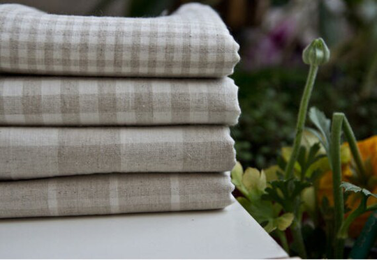Cotton Linen Blend, Yarn Dyed, Natural Plaid in 4 Styles - By The Yard 20265 195