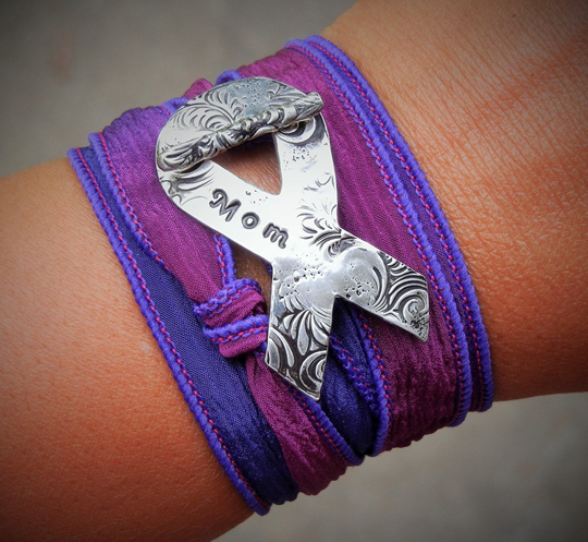 Personalized Cancer Awareness Jewelry, Survivor Ribbon Bracelet, Monogrammed Monogram Jewelry