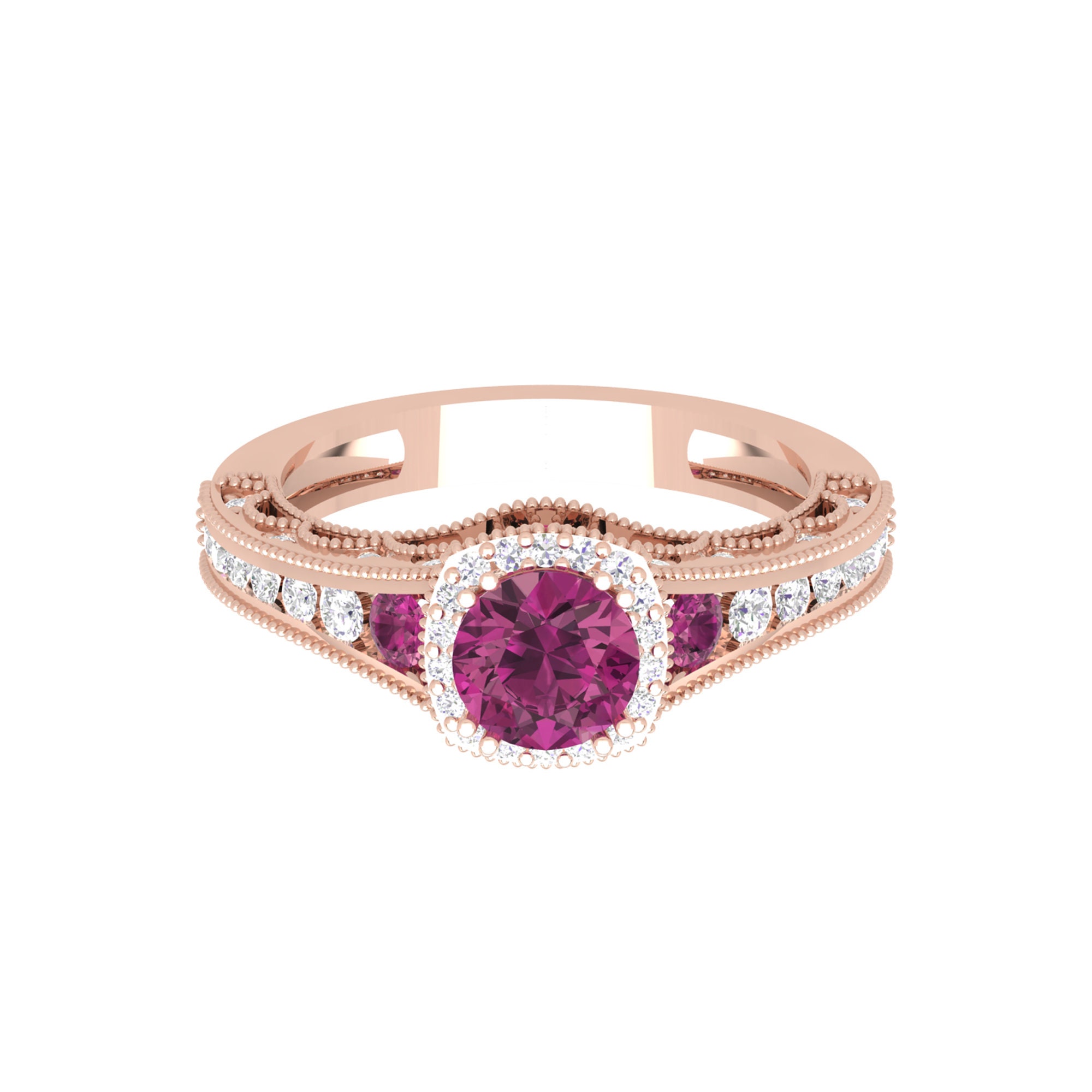 Parisian Tourmaline Wedding Ring, 14K Gold Antique Victorian Engagement White Promise Gift For Her