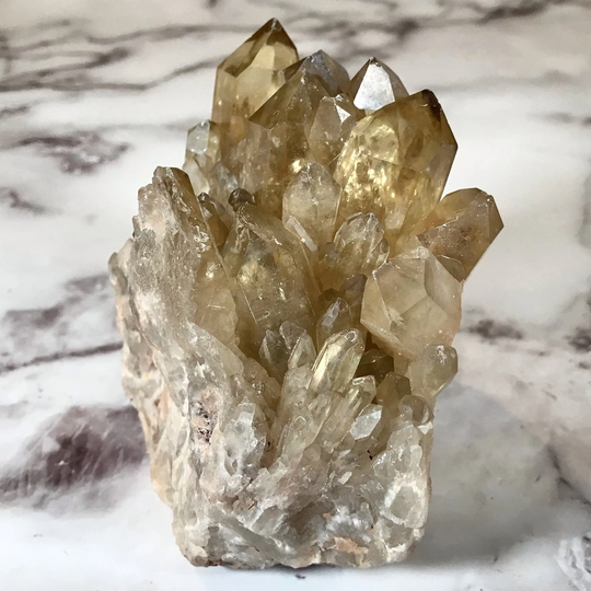 4.8" Citrine Cluster 2# 11Oz, Natural Unheated Raw Kundalini Citrine, High Grade Cascading Lightbrary Quartz Crystal From Lwena Congo | #427
