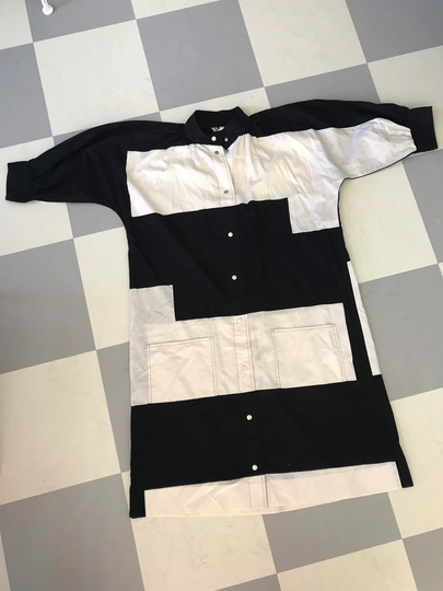 Vintage Vuokko Marimekko Dress/Size X Small, Fits Up To Small 1970 Finland Black & White Big Blocks