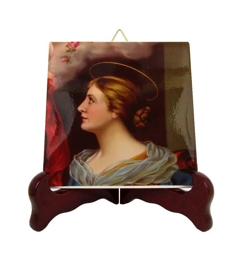 Catholic Saints Serie - Saint Cecilia Icon On Ceramic Tile St Art Confirmation Gift Communion Baptism