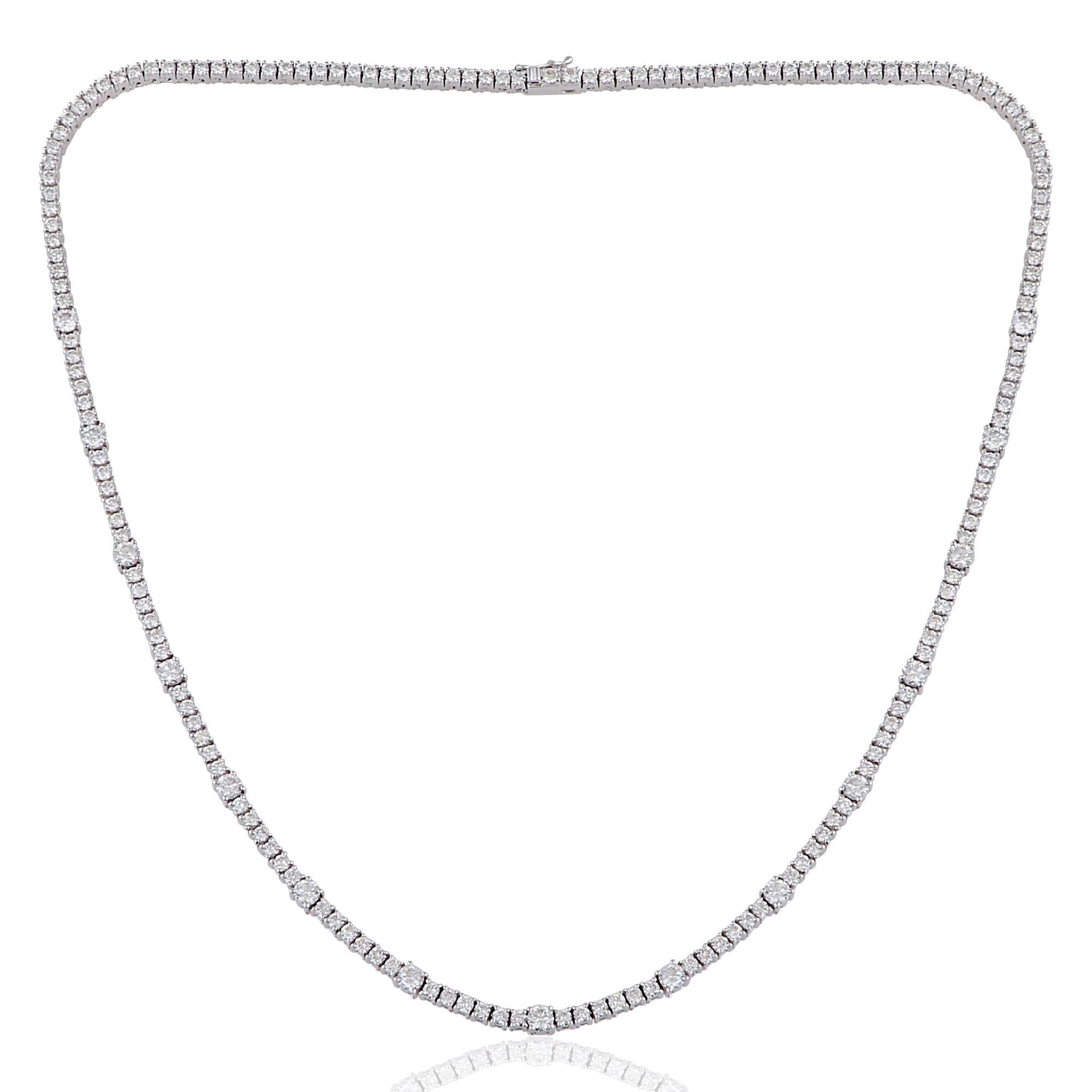 On Sale Natural Pave Diamond Tennis Necklace 14K White Gold Wedding Anniversary Jewelry Si Clarity Hi Color Gifts