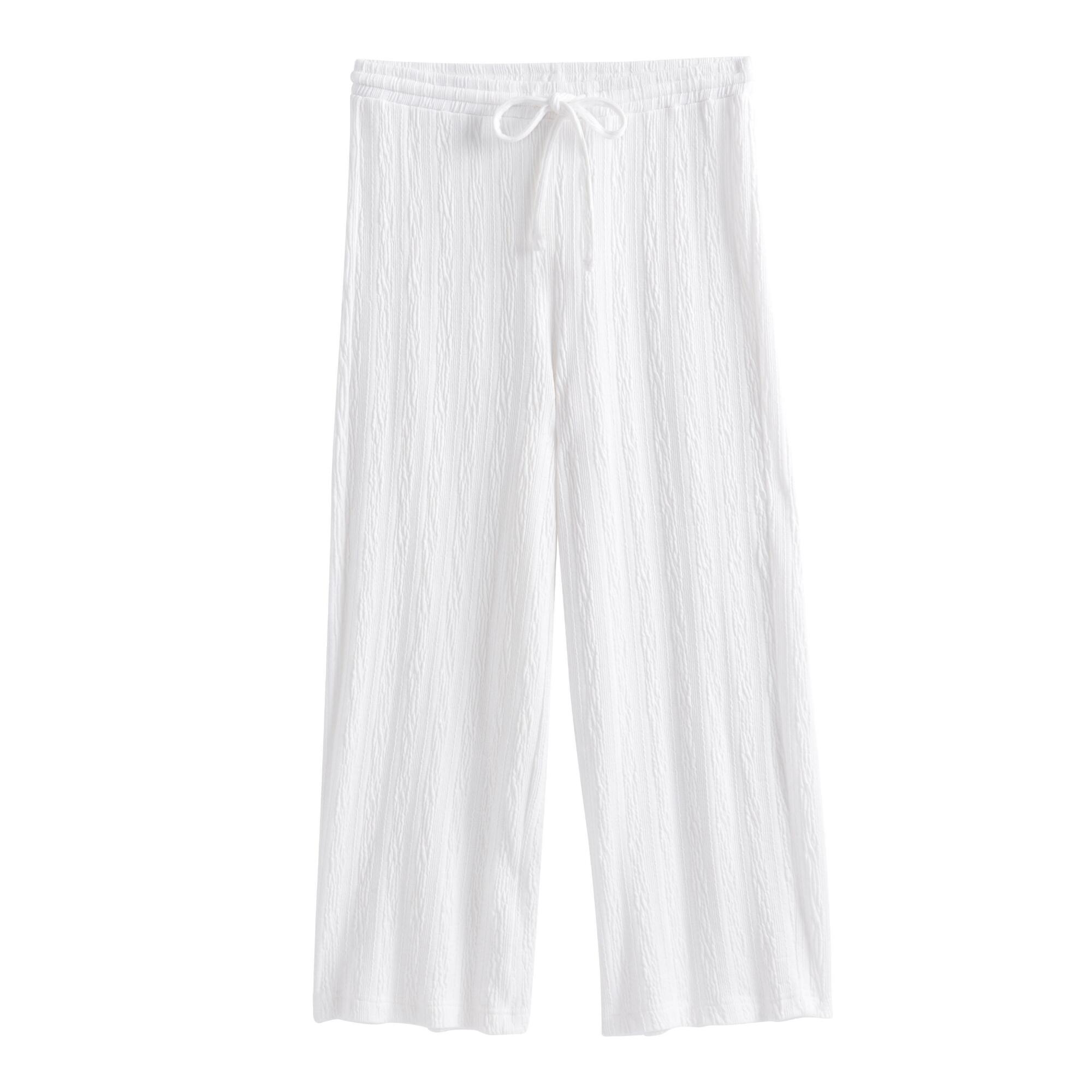 White Textured Lounge Pants - Small by World Market