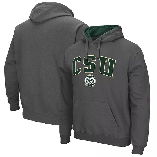 Men's Colosseum Charcoal Colorado State Rams Arch and Logo Pullover Hoodie, Size: Large, CST CHARCO
