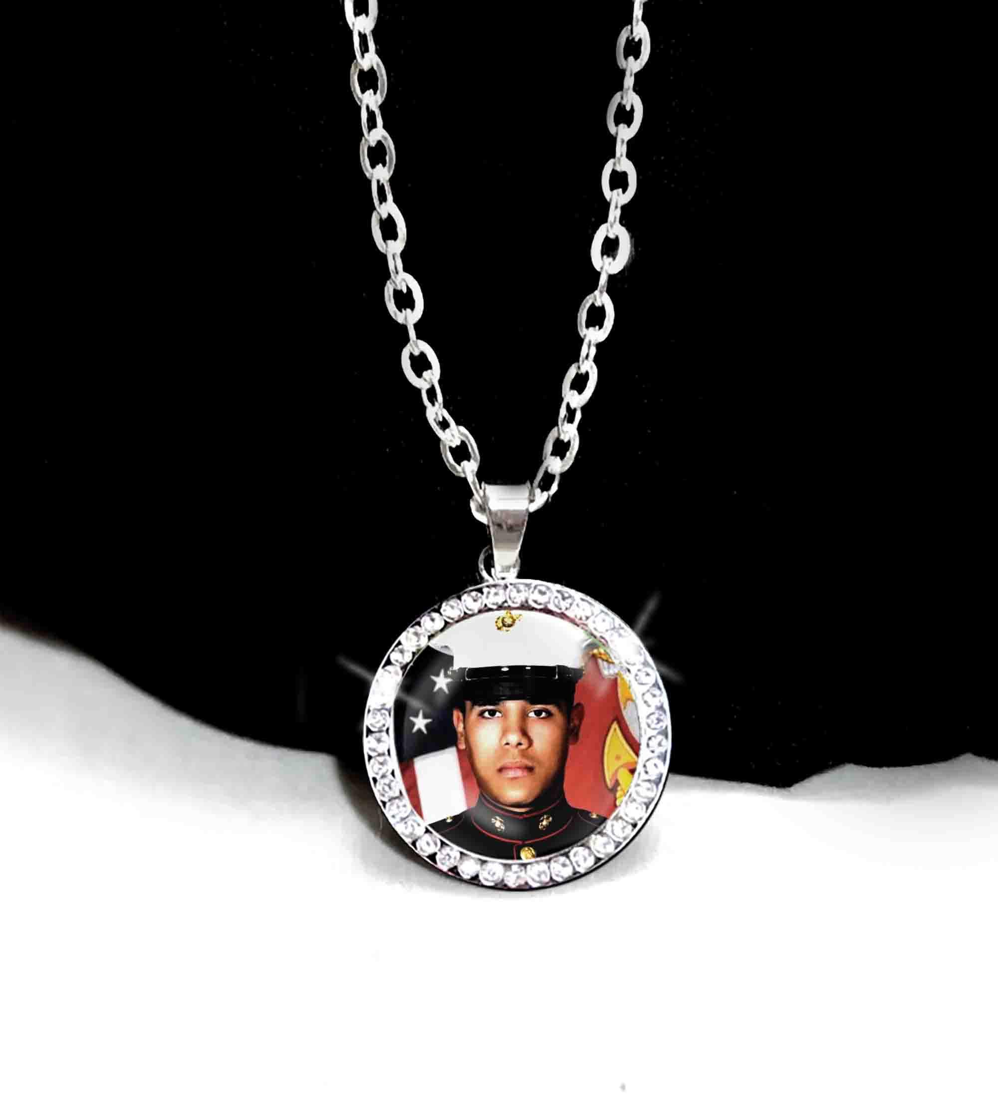 Military Pendant, Necklace, Custom Single Sided Charm, Photo, Marines, Army, Navy, Airforce