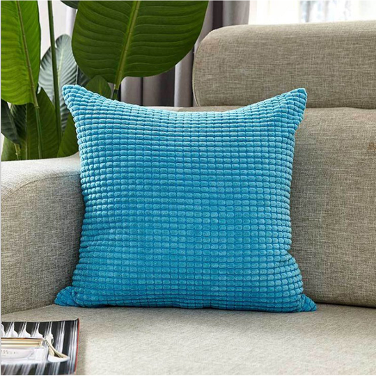Cable-knit Polyester Blend soft hand feeling Pillow Covers (Two Pillow Covers) (With Inserts) - blue