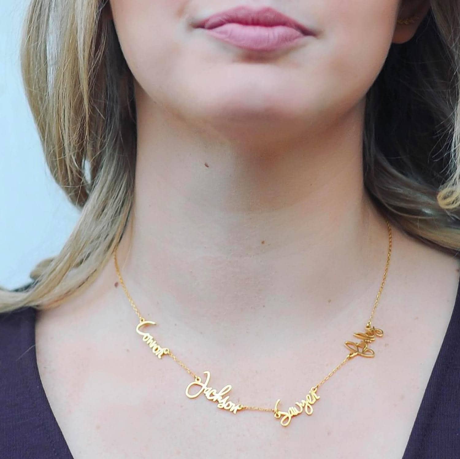 Custom Name Necklace Multiple Personalized Childrens Family Gifts For Mom Nh07F22