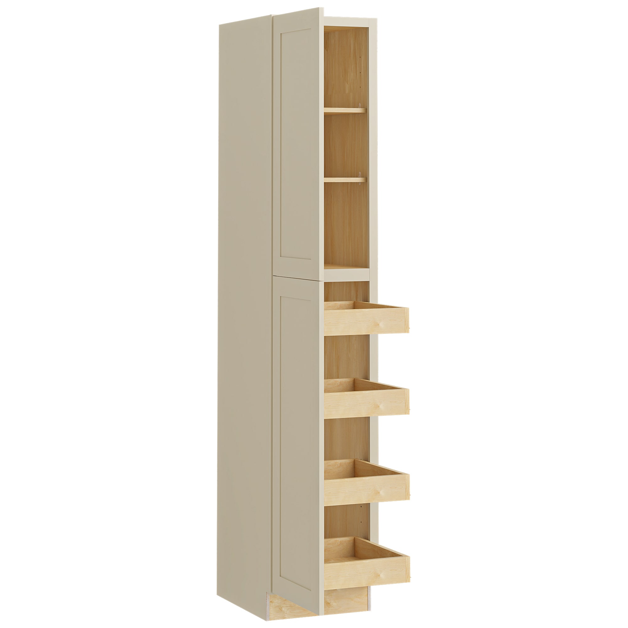 Luxxe Cabinetry 18-in W x 96-in H x 24-in D Norfolk Blended Cream Painted Door Pantry Fully Assembled Semi-custom Cabinet in Off-White