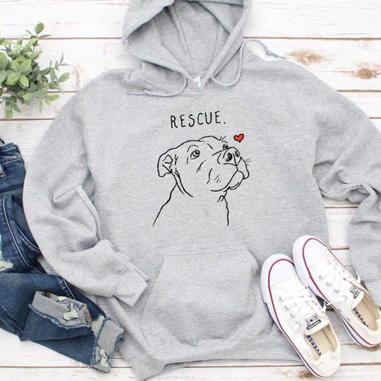 Rescue Love Hoodie, Pit Bull Pullover Sweatshirt, Dog Mom Pittie Mama Shirt, Lover