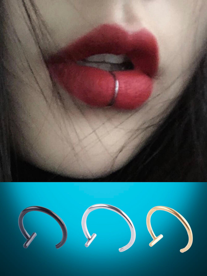 No Piercing Simple Lip Clip, Black Clip, Gold Silver