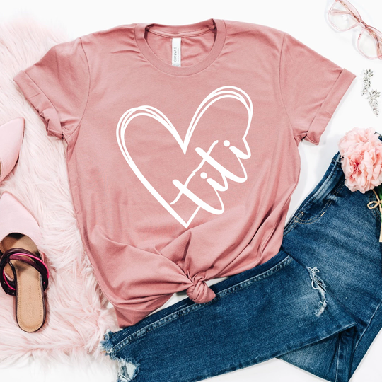 Titi Heart Shirt For Auntie Gift, Spanish Gift For Her, Tshirt Aunt, Aunt Birthday Baby Announcement