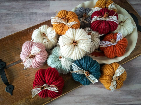 Farmhouse Fall Small Crochet & Knit Decorative Pumpkins
