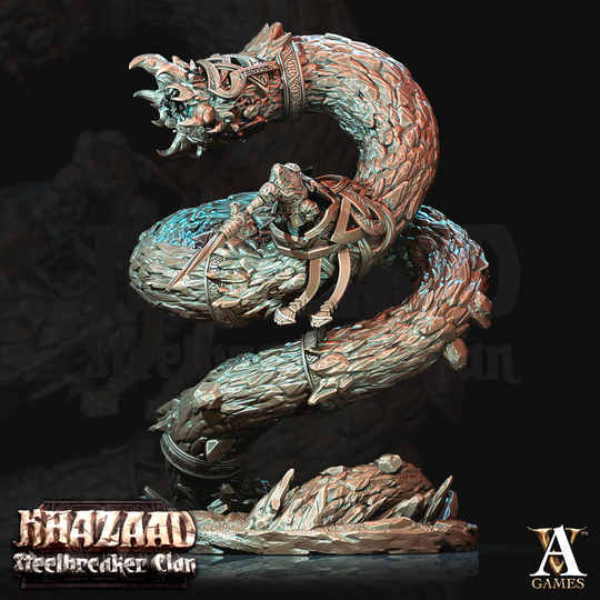 Dwarf Fighter Mounted On Gargantuan Worm | 160mm, Scale 28mm/32mm Resin Miniature Dungeons & Dragons Pathfinder