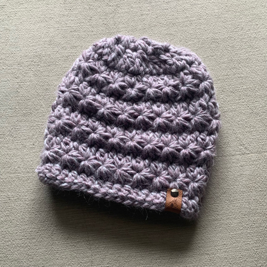 Alpaca Blend Crochet Beanie, Winter Hat, Women's Peaks Pale Purple