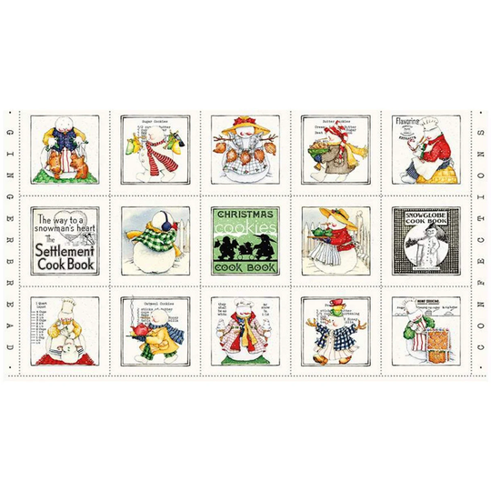 Christmas Fabric, Snowman Snow Sweet Cooks Panel, Panel, Riley Blake, Cook Book Fabric Cook