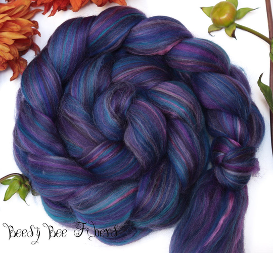 Violet Sabrewing - Custom Signature Blend Merino Mulberry Silk Wool Roving Combed Top For Spinning Felting -4 Oz