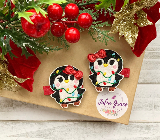 Christmas Penguin Hair Clip Or Headband, Clip, Toddler Baby Girl Girls No-Slip