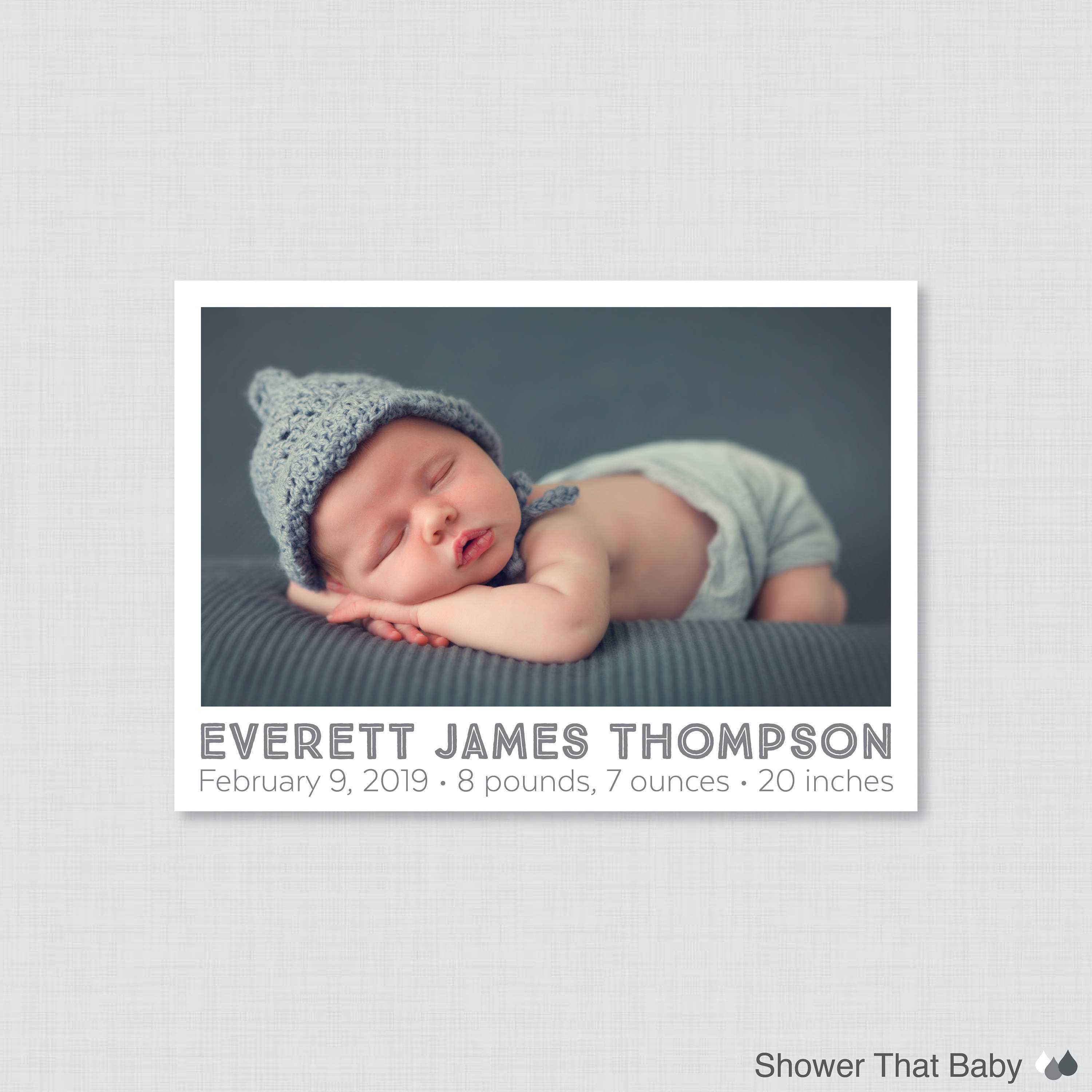 Printable Or Printed Photo Birth Announcement Cards - Announcements, Classic Announcement, Horizontal/Landscape Ba10