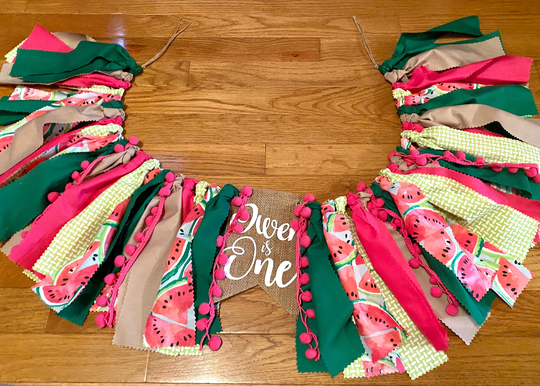 Watermelon First Birthday Highchair Banner, One in A Melon Birthday