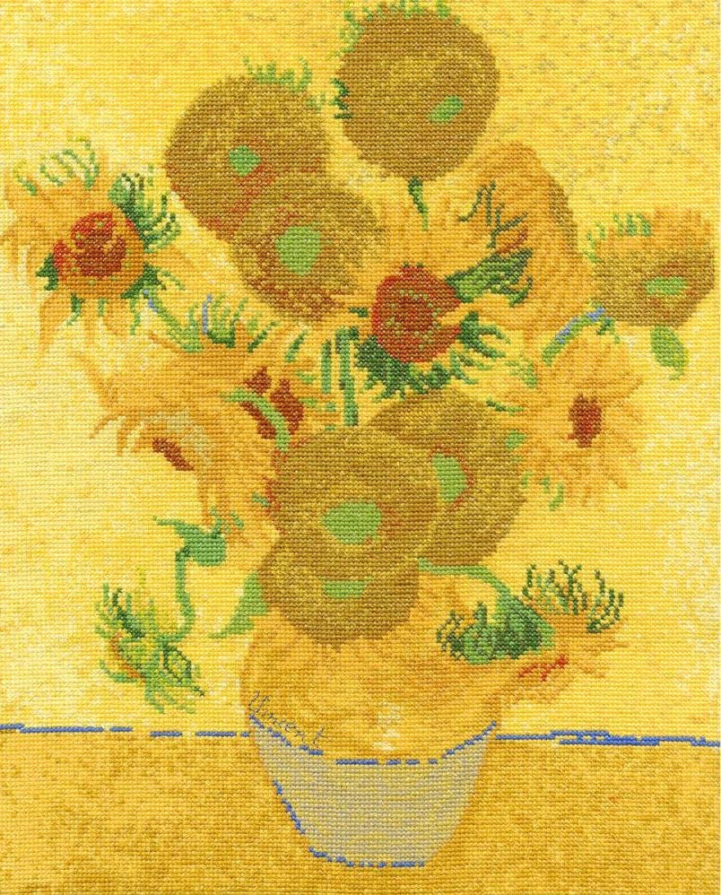 Counted Cross Stitch Van Gogh Sunflowers Dmc -Free Us Shipping