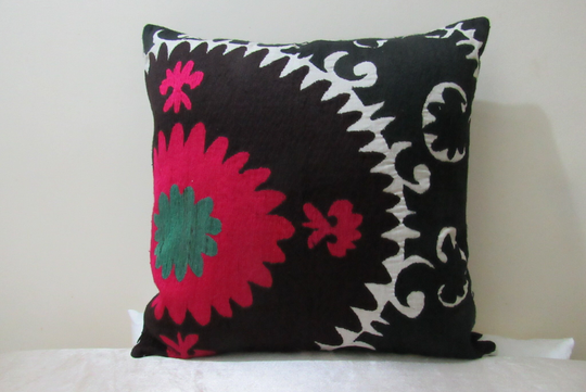 Free Shipping 20 Inches X Cotton Vintage Suzani Pillow, Cotton Embroidery On Cotton Fabric Hand