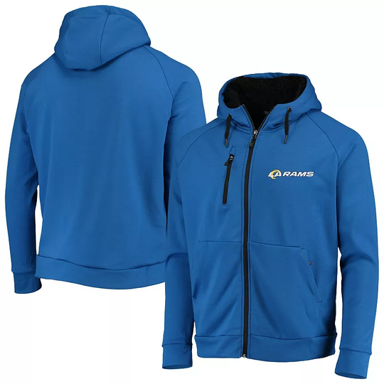 Men's Dunbrooke Royal Los Angeles Rams Shag Tri-Blend Full-Zip Raglan Hoodie, Size: Large, LAR Blue