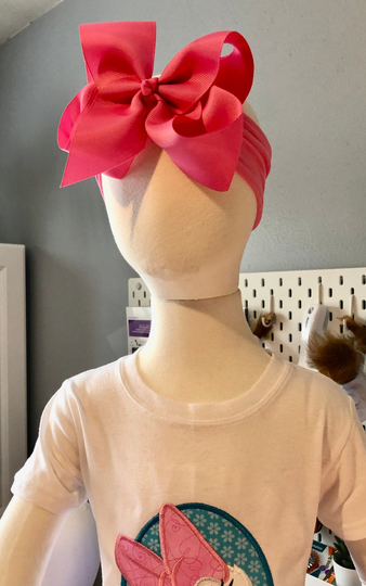 Boutique Hot Pink Big Bow Headband Headwrap Hair Infant Toddler Girl Nylon Turban