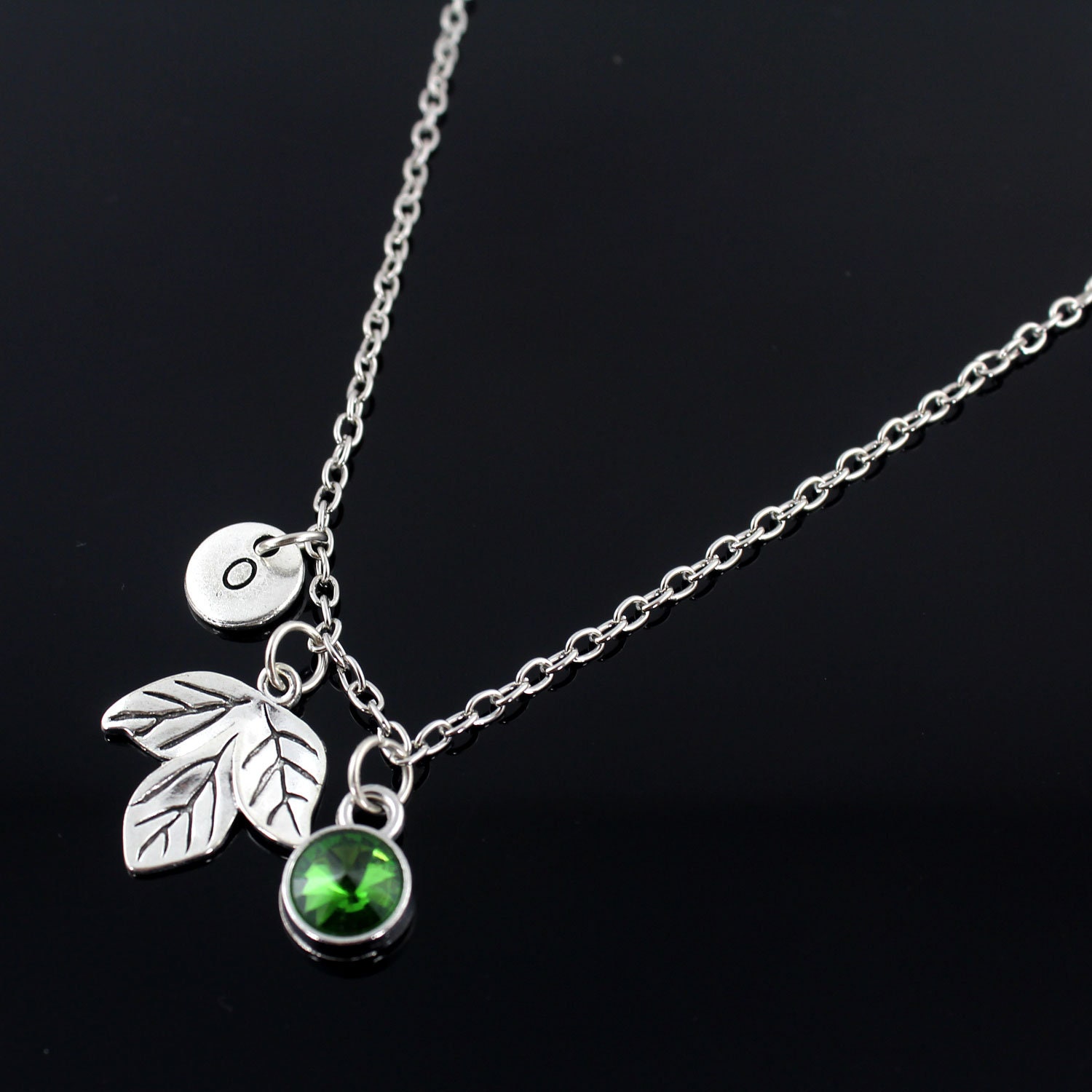 Silver Leaves Necklace/Small Realistic Leaf Pendant On A Sterling Chain Gift For Nature Girl, Initial , Birthstone Necklace
