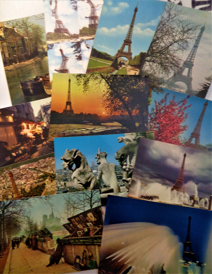 14 Paris Postcards. City Scenes. Eiffel Tower/ Left Bank/Gargoyles/street Markets/Champs Elysees. 1978