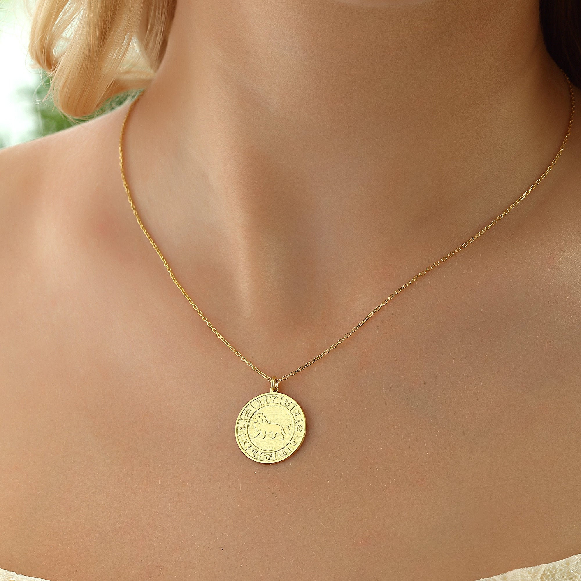 Silver Zodiac Necklace Astrology Signs Circle Custom Personalized Horoscope