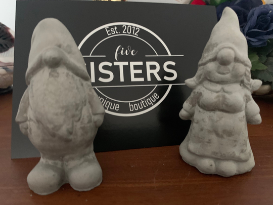 Concrete Garden Gnome Couple, 4" Gnomes, Tomte, Nisse, Scandinavian Nordic Statues
