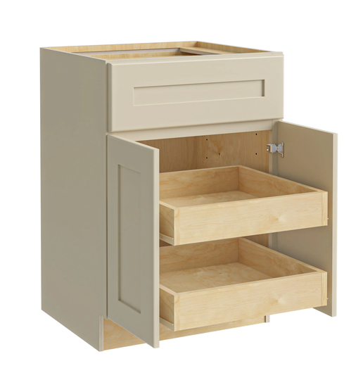 Luxxe Cabinetry Norfolk 36-in W x 34.5-in H x 24-in D Blended Cream Painted Door and Drawer Base Fully Assembled Semi-custom Cabinet Shaker Door