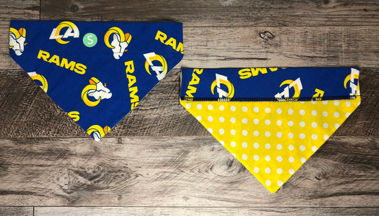 Los Angeles Rams Over Collar Dog Bandana, Nfl Pet Scarf, Reversible