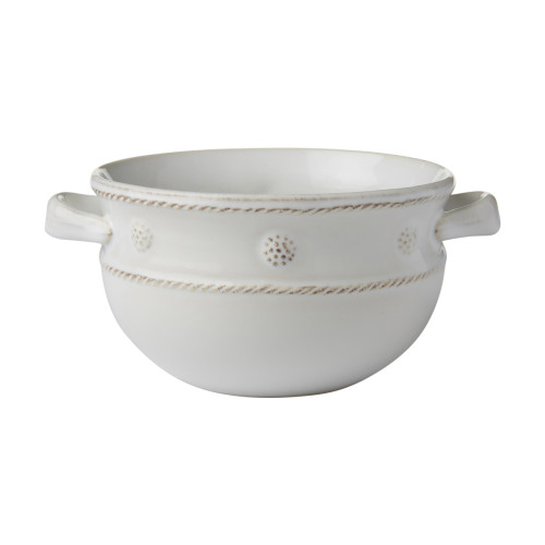 Juliska Berry Thread Whitewash 2 Handled Soup/Chili Bowl 5.5"L, 5.5"W, 3.25"H 17 oz