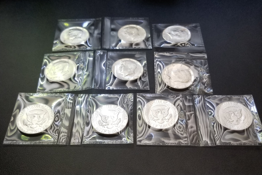 Ten 1964 Kennedy Half-Dollars 90% Silver in Au/Bu, You Get All Ten