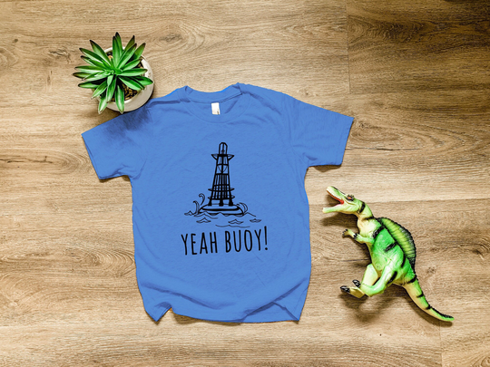 Yeah Buoy, Kids Tri-Blend T-Shirt, Boy's Tee, Comfortable Funny Gift, Shirts With Sayings, Royal Blue Or Heather Gray