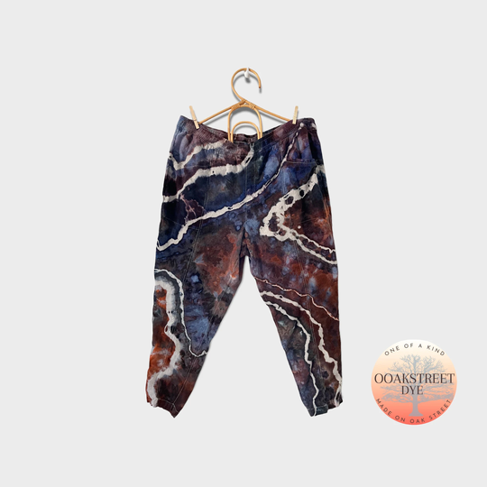 Women's Size Xl Tie Dye Linen Blend Pants, Ice Trousers, High Waisted Pants
